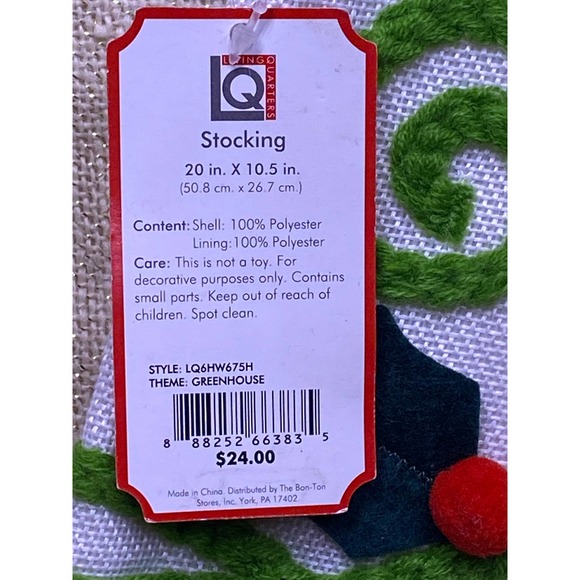 Christmas Stocking, The Bon-Ton Store, New , White with Colorful Felt appliques - Picture 3 of 11